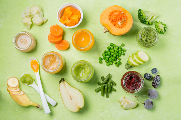 Baby food with fruits and veg